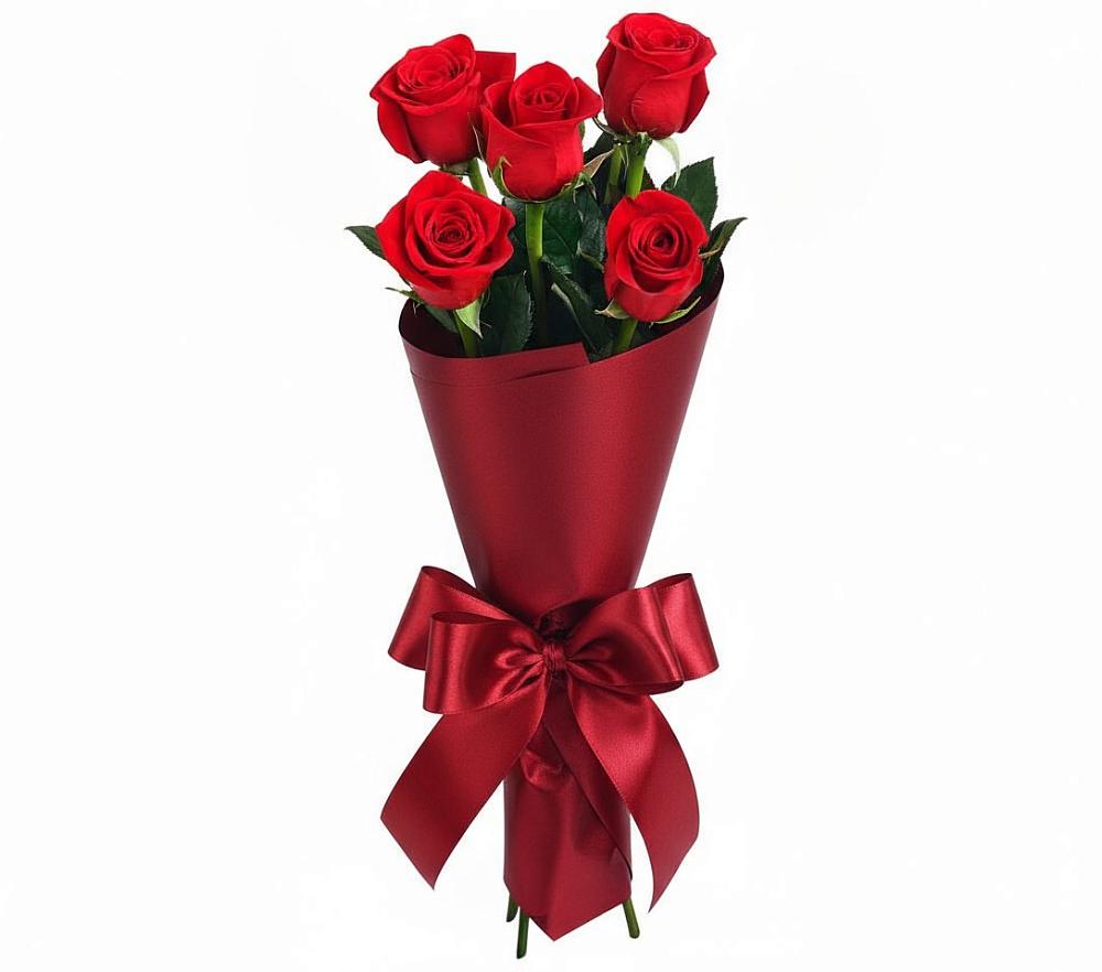 Букет 5 Красных роз Эдлесс Лав в Новую
