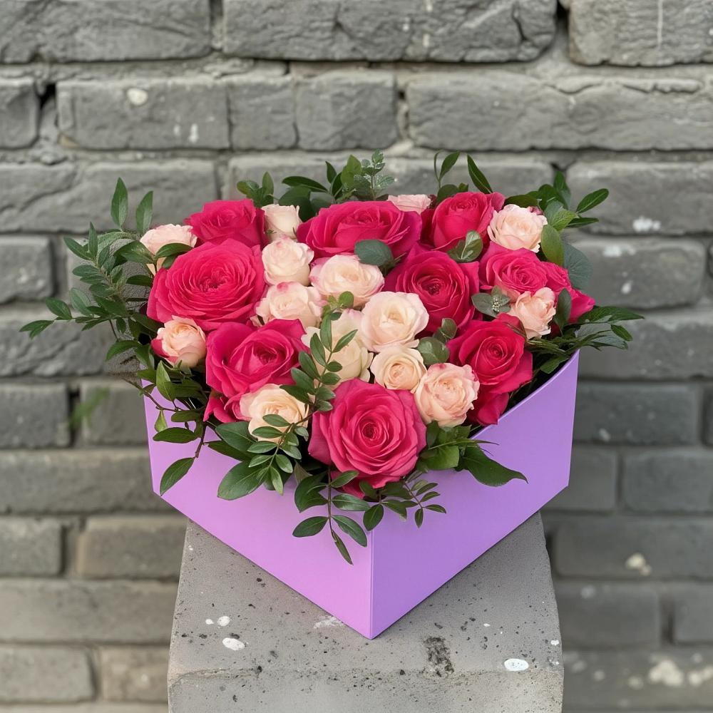 Цветочная композиция из Розы в коробке в Новую