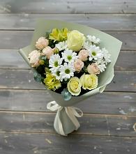 Букет цветов из:  Альстромерии, Розы и Хризантемы в Новую