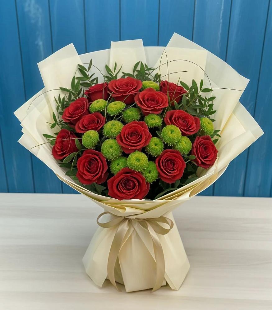 Букет цветов из: Розы и Хризантемы в Новую